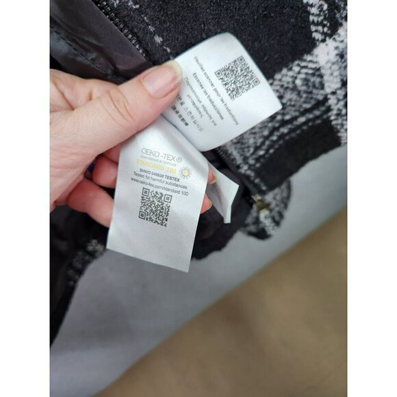 8 By Yoox Black & White Plaid Jacket With Hood Large - Picture 6 of 6